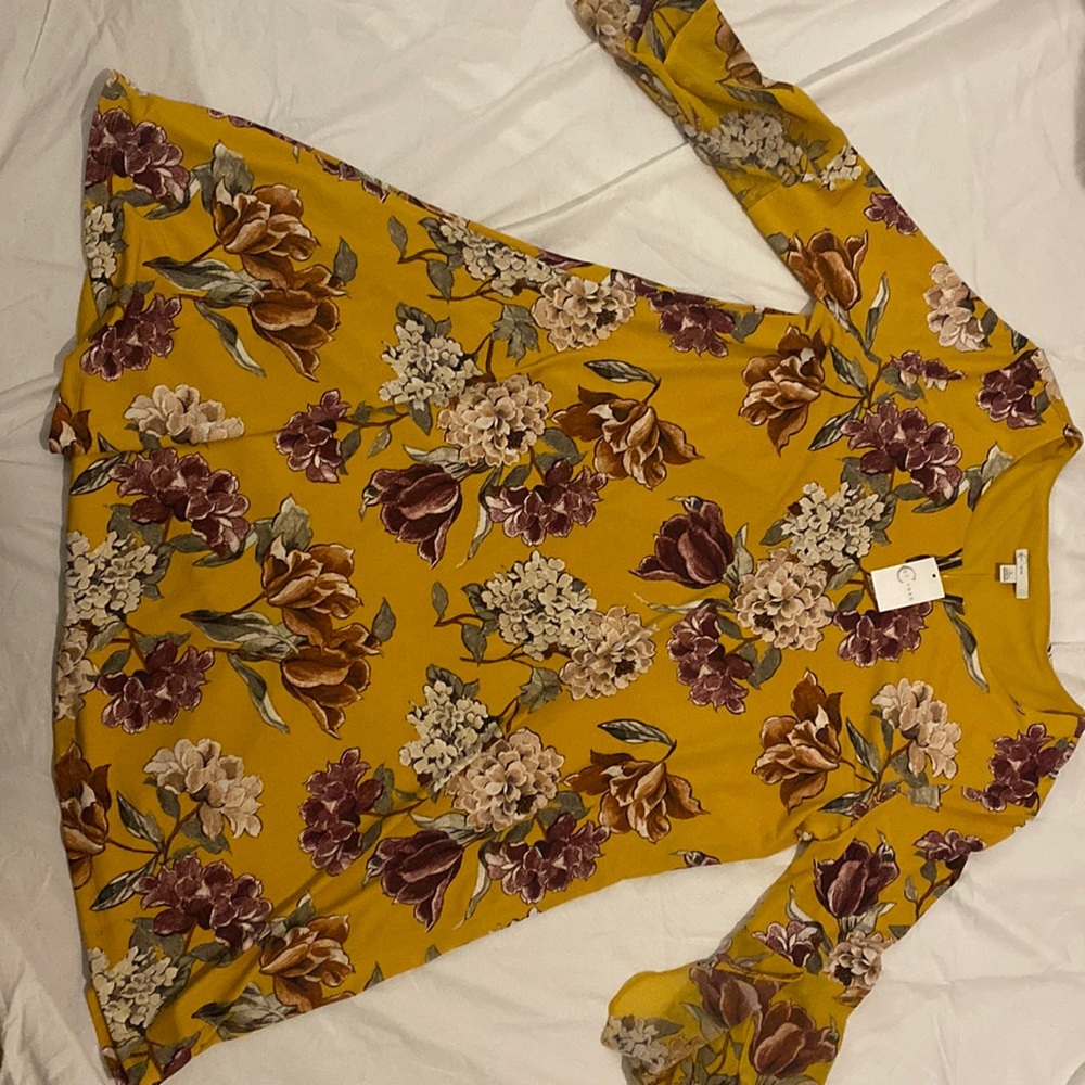 Gold floral print dress